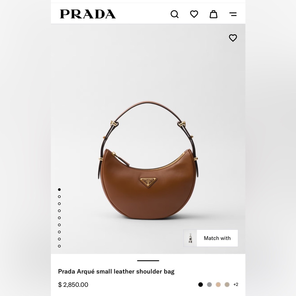 Prada Arqué Small Brown Leather Shoulder Bag
